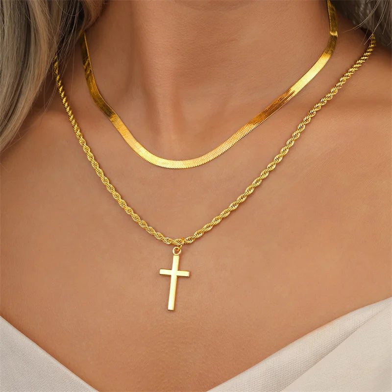 Cross Pendant Necklace for Men-Women