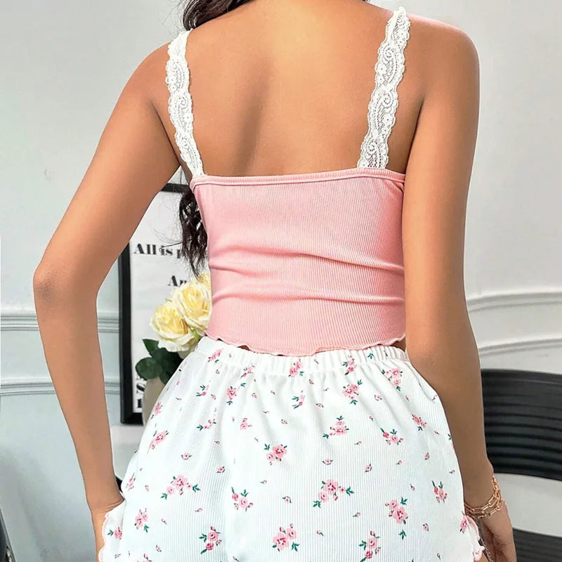 Women Pajama Set (Flower bottoms)