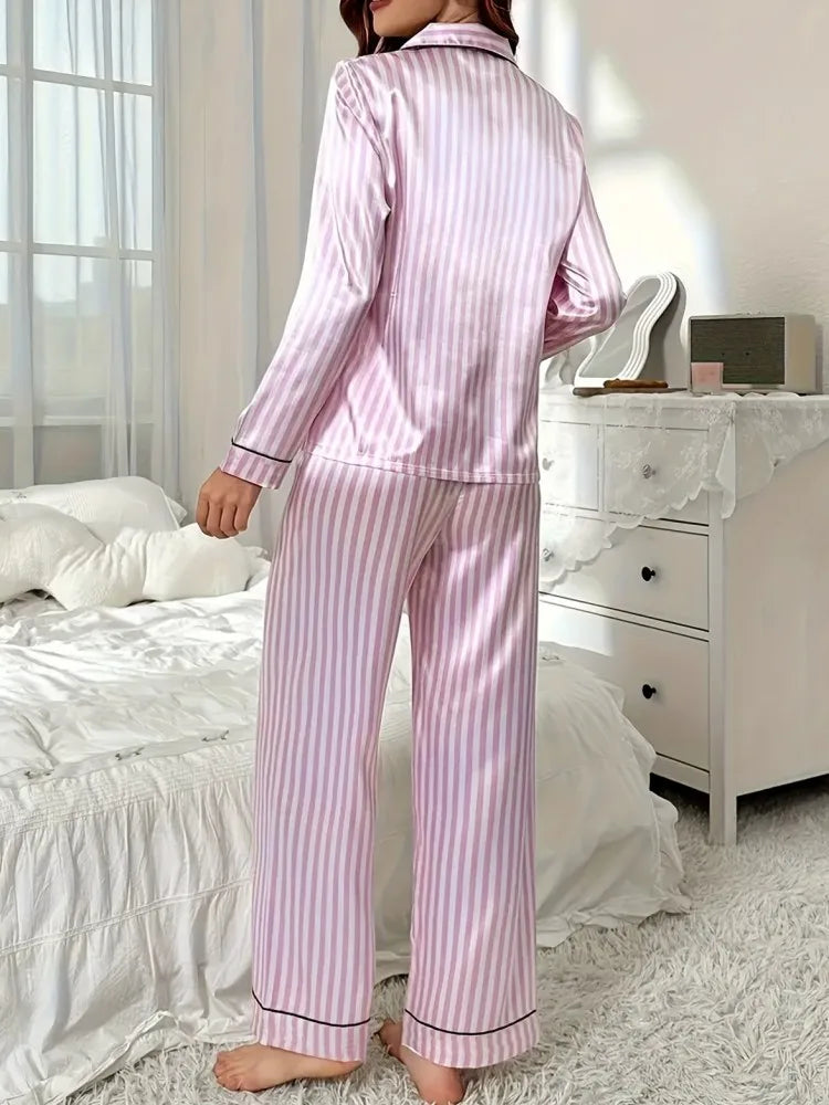 Autumn Winter Striped Pajamas Set